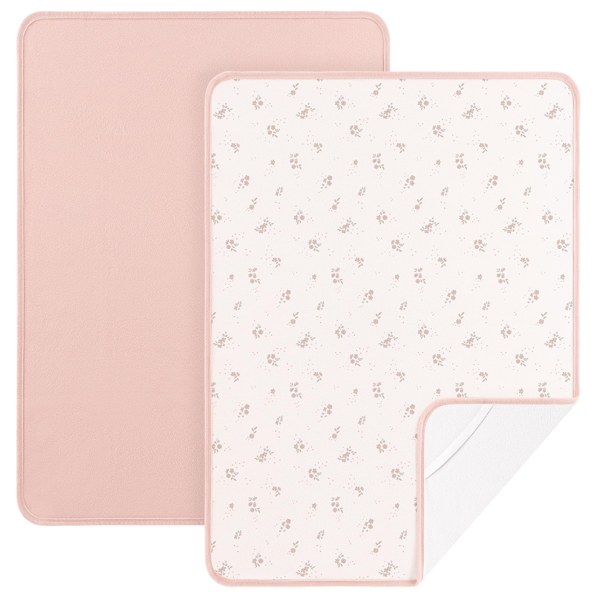 Susurration 2er Pack Bettunterlage Wasserdicht Kinder 75x90 cm Waschbar Matratzenschoner Baby Inkontinenzunterlage Atmungsaktiv Nässeschutz Unterlage für Baby Kinder Bett (Rosa)