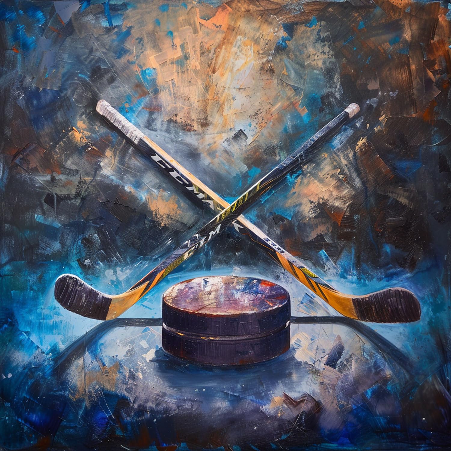 5D Diamond Painting Kit - Hockey Player Slapshot Scene, 30x40cm (12x16in) Full Drill Canvas