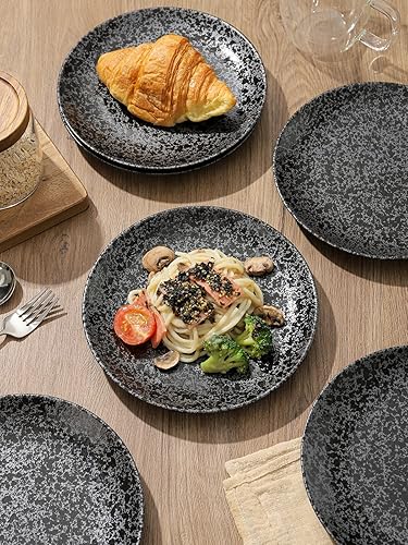 Miniatura 7 de Kanwone Platos de ensalada de postre de cerámica, juego de 6, 8 pulgadas, platos redondos de cocina para postres, ensaladas, aperitivos, carne,