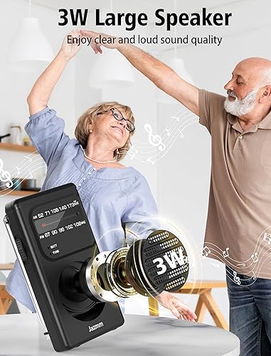 Miniatura 3 de Radio portátil AM FM, radio a batería con altavoz grande de 3 W, radios de transistor con la mejor recepción, bolsillo con clip trasero, linterna,