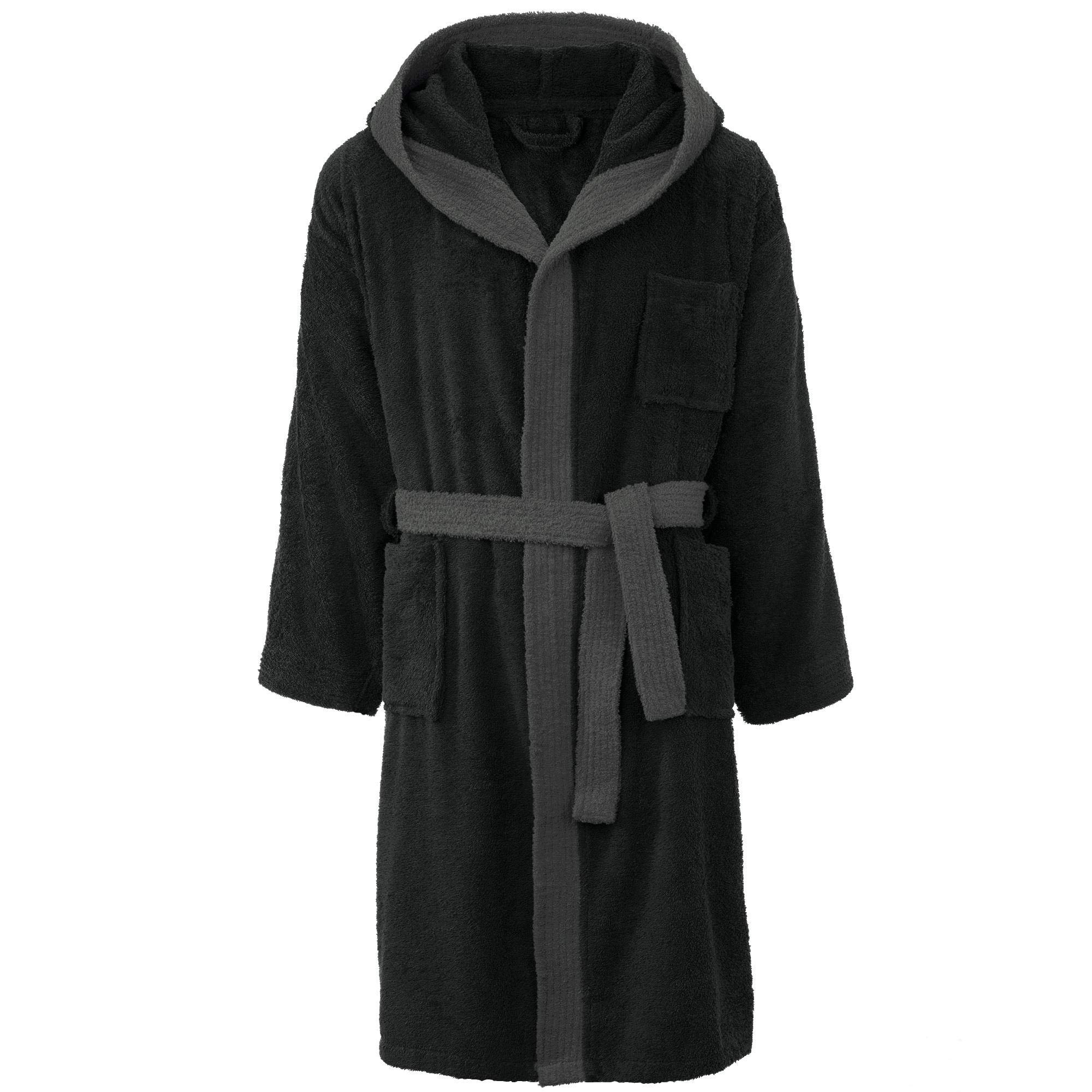 CelinaTex S-XXL Bademantel Kapuze Uni lang aufgesetzte Taschen Damen Herren Unisex warm Frottee Baumwolle Morgenmantel, Sauna, Spa, Pool, Bad, flauschig und komfortabel OEKO-TEX Arizona
