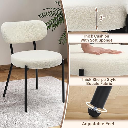 Miniatura 6 de Boucle - Juego de 4 sillas de comedor, cómoda tela tapizada con respaldo curvado, sillas de diseño escandinavo modernas de mediados de siglo,