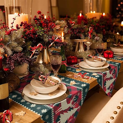 Miniatura 3 de Vandarllin - Camino de mesa de lino de algodón para día de acción de gracias, cosecha de otoño, calabazas, antideslizante, arpillera, decoración