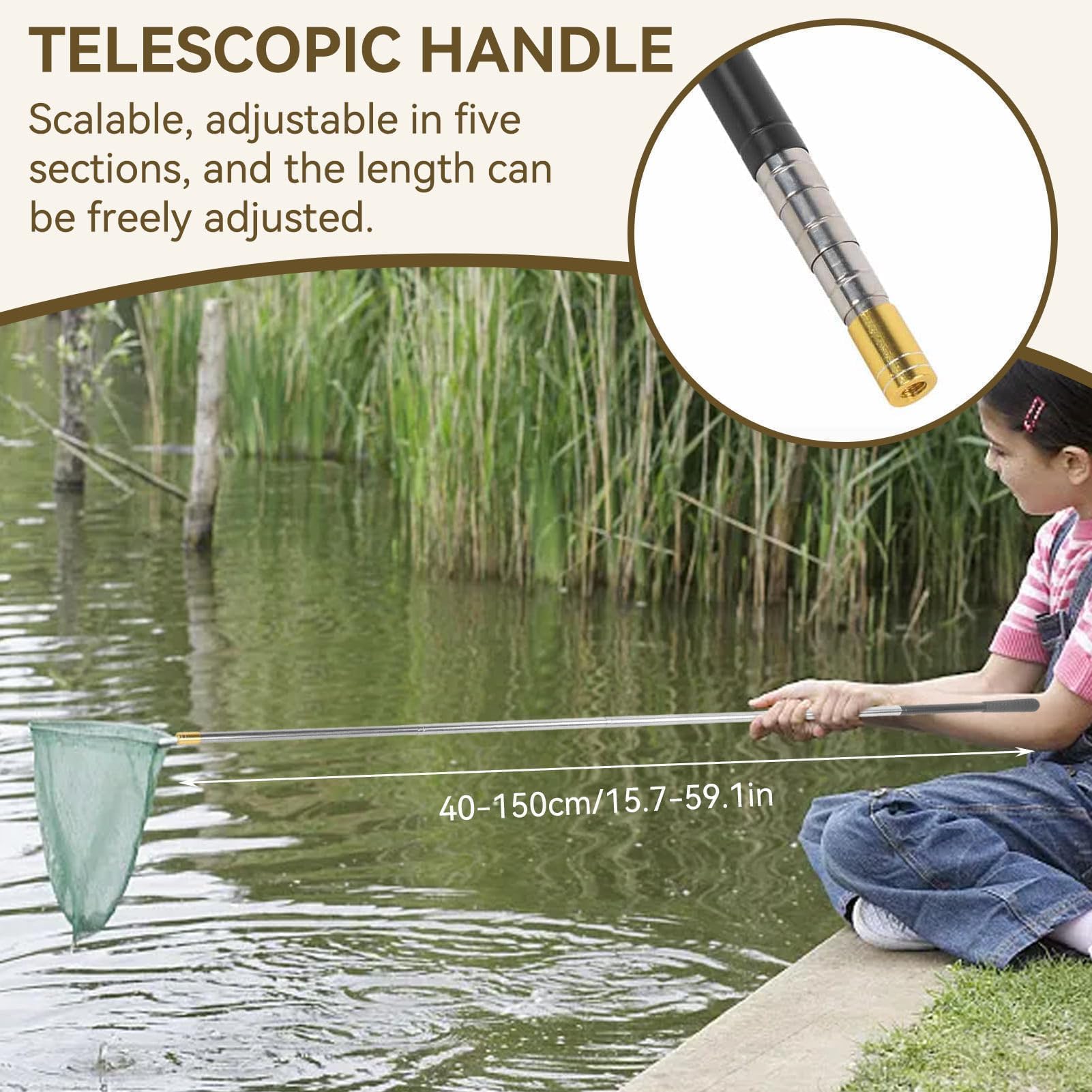 Mini canna da pesca telescopica in acciaio inox, 60 cm, portatile, leggera, per pesca in mare