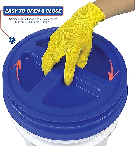 Miniatura 6 de Cubo blanco de 5 galones con tapa hermética con sello gamma rojo (6 unidades), almacenamiento de grado alimenticio, plástico HPDE premium, sin BPA,