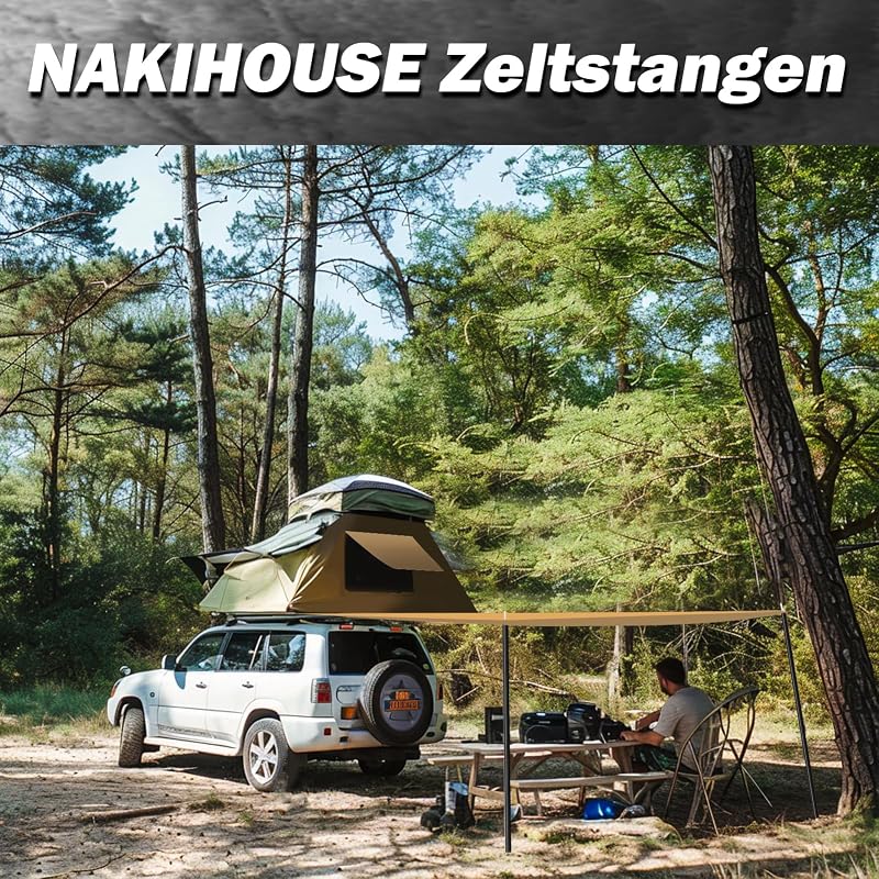 NAKIHOUSE Alumínium Teleszkópos Sátorrúd Szett (2db) - Állítható 40-200 cm, Ponyvához, Napvitorlához, Kempinghez, Tárolótáskával