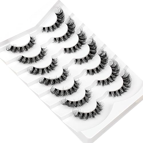 Miniatura 469 de Pooplunch Pestañas postizas de pelo de visón sintético, estilo de ojo de gato, paquete de pestañas postizas naturales esponjosas, paquete múltiple