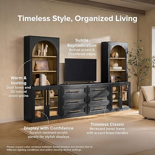 Miniatura 3 de mopio Blake Centro de entretenimiento de 4 piezas con almacenamiento, cómoda gabinete de almacenamiento modular de granja moderna soporte para TV