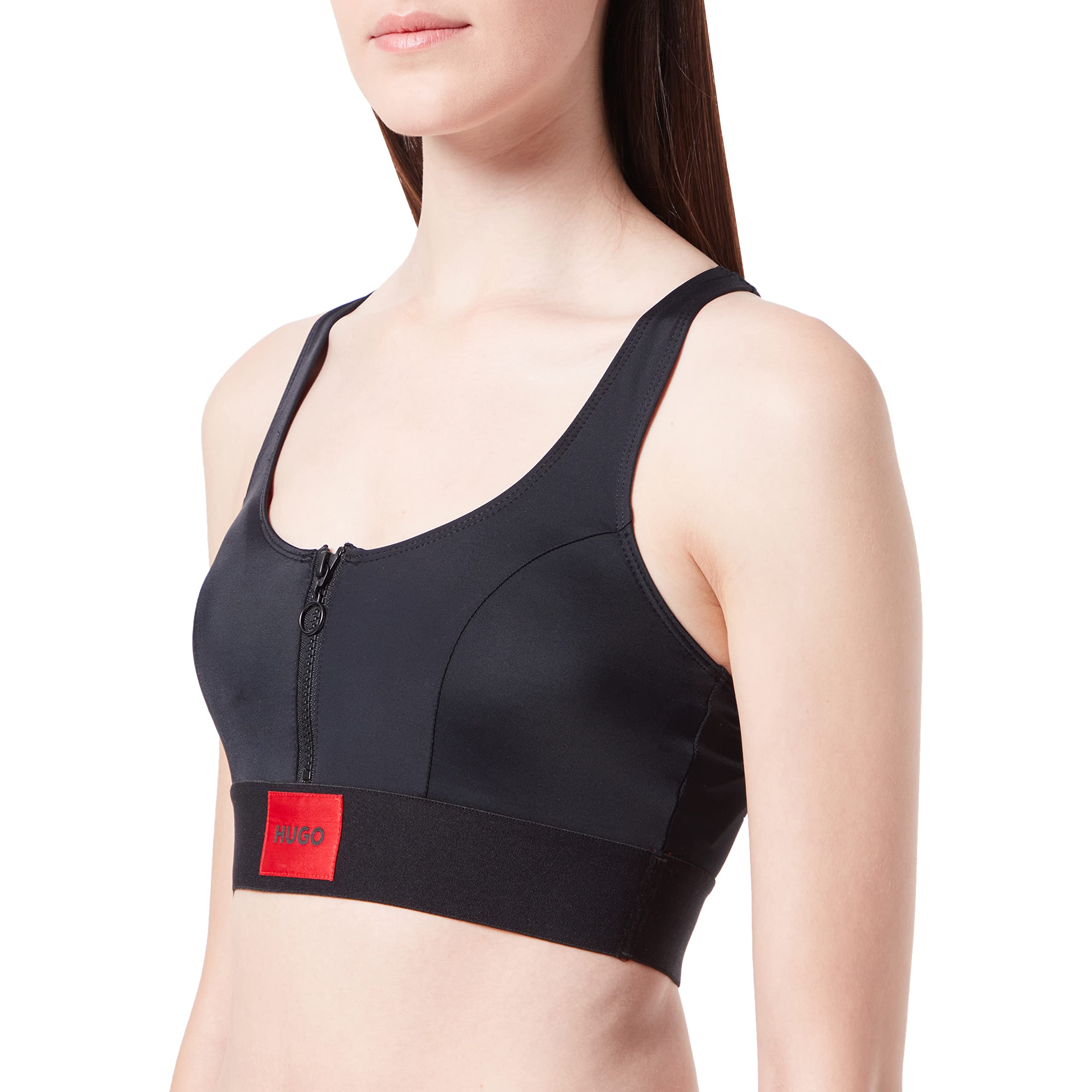 Hugo Women's Black Red Logo Label Bralette in Size 16, Sports Direct