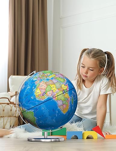 Miniatura 6 de Orionstar Globo mundial grande de 13 pulgadas con soporte, globo educativo para el aprendizaje de los niños, detalles coloridos del mapa del mundo