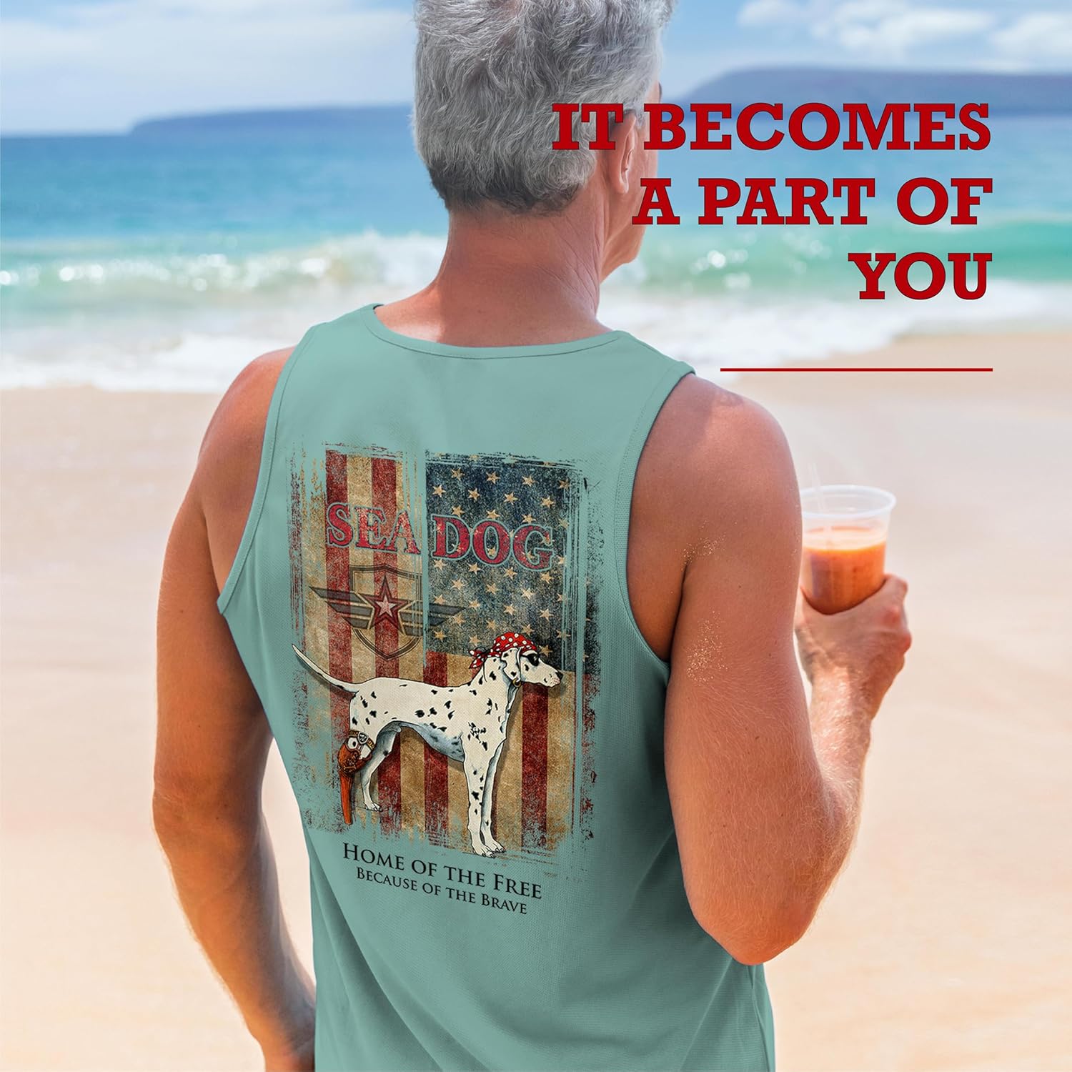 SEA DOG Home of The Free Patriotic Vintage Graphic Tank Top, Garment Dyed 100% Ringspun Cotton, Relaxed Fit, Printed in USA - Image 2