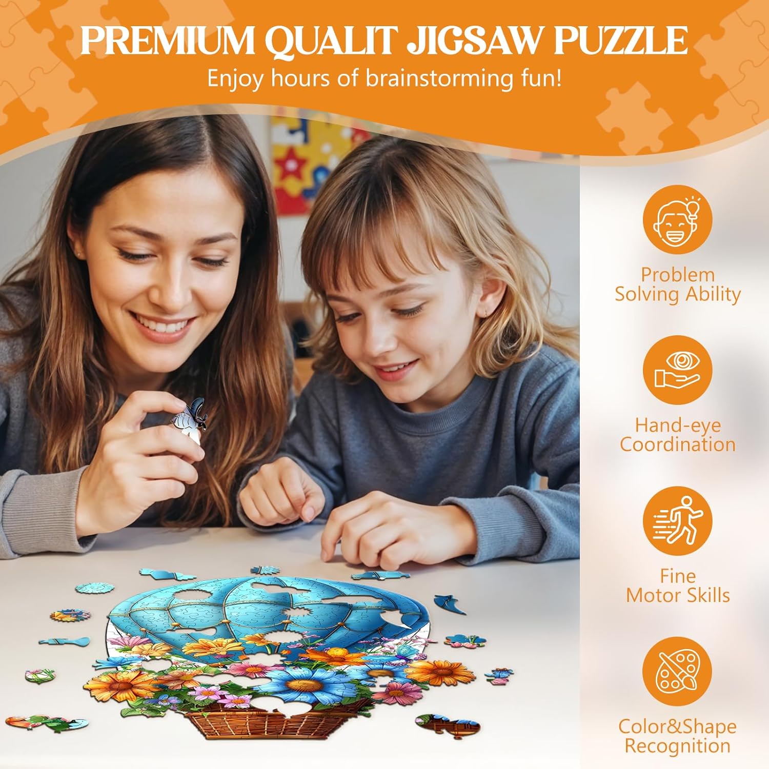Wooden Puzzles for Adults, Flying Flowers Wood Puzzles Adult, Unique Animal Shaped Wooden Jigsaw Puzzle, Creative Birthday Gifts for Friends/Family/Puzzle Lovers, Home Decor(L-14.9 * 10.8in 270pcs)