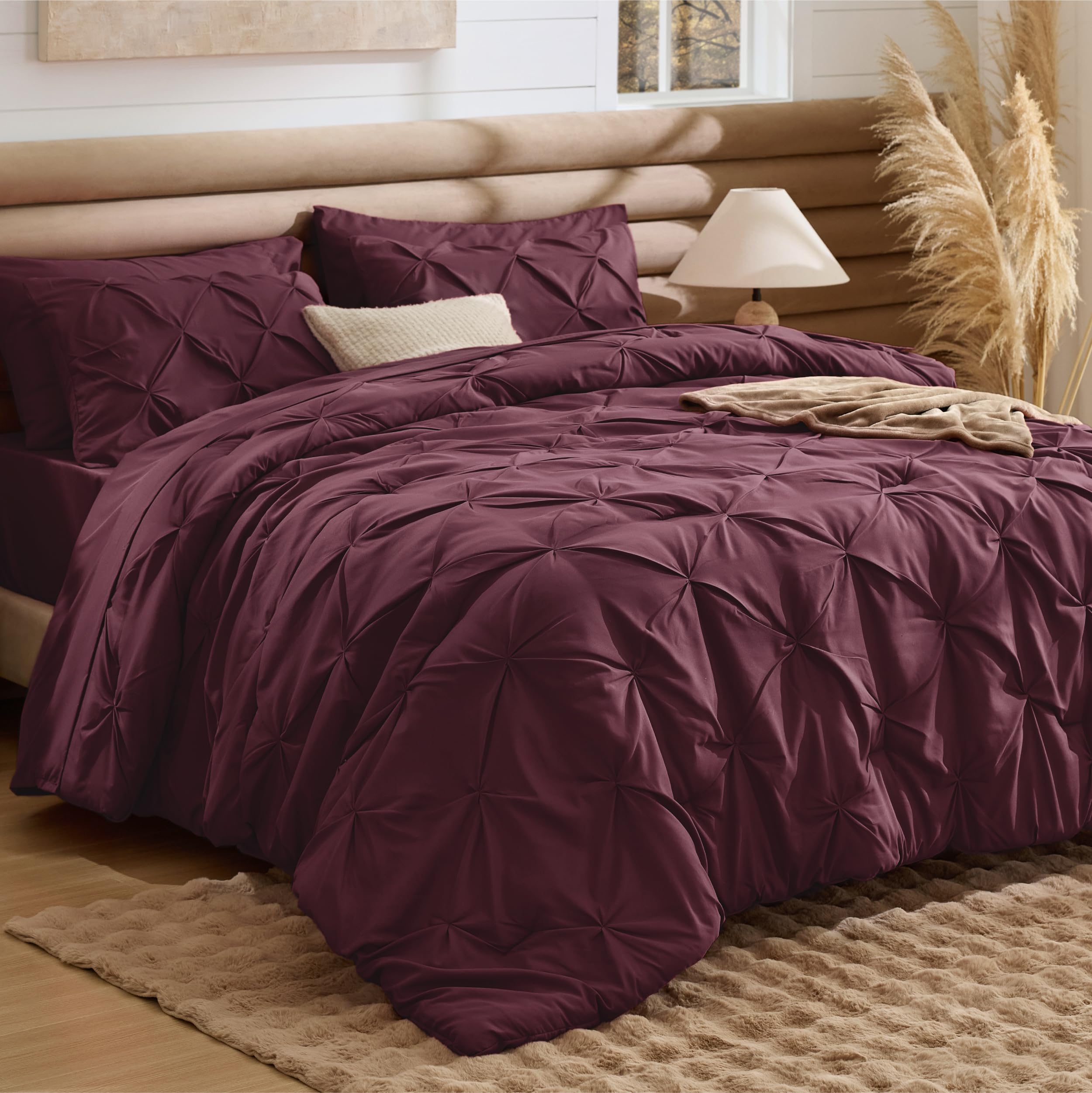 Bedsure 7-Piece Queen Comforter Set &amp; Sheets, Red Bedding