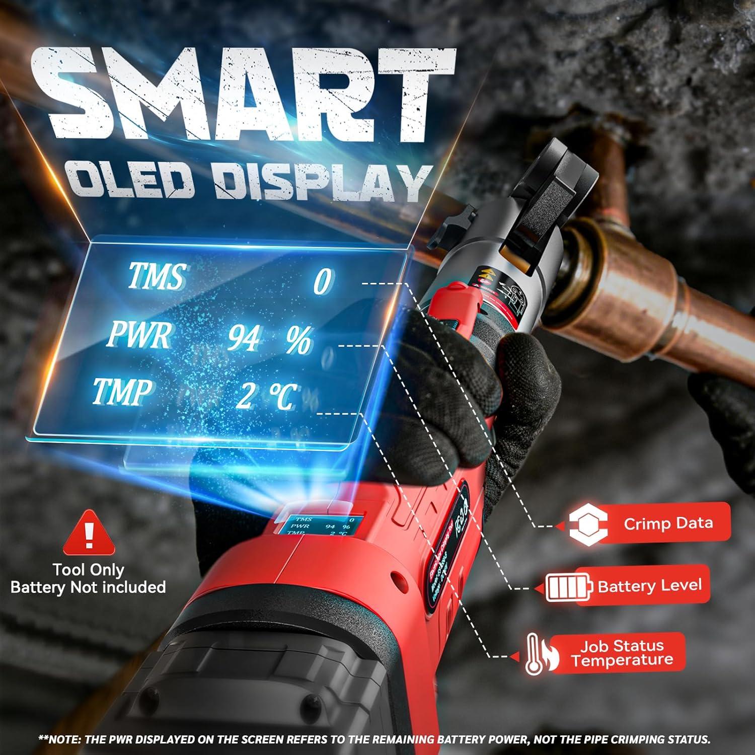 Pro Press Tool Compatible with Milwaukee 18V battery, Electric Pipe Crimping Tool for 1/2" to 2" Copper Pipes,32KN of crimping force 360° Rotation Automatic Crimper Brushless Motor(no Battery)