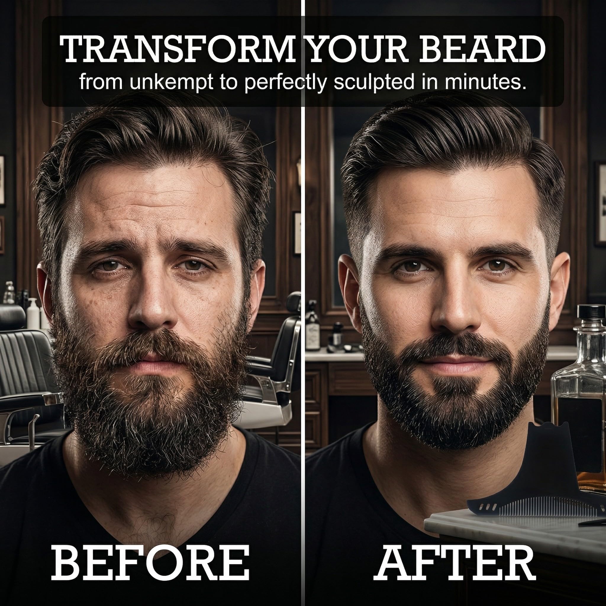 2 Pezzi Stencil Pettine per Barba, Pettine Stencil Barba, Signori pizzetto Collo Sagome per Barba Styling Tool Pettine per Barba Uomo per allineare e rifinire Gli Uomini rasatura della Barba