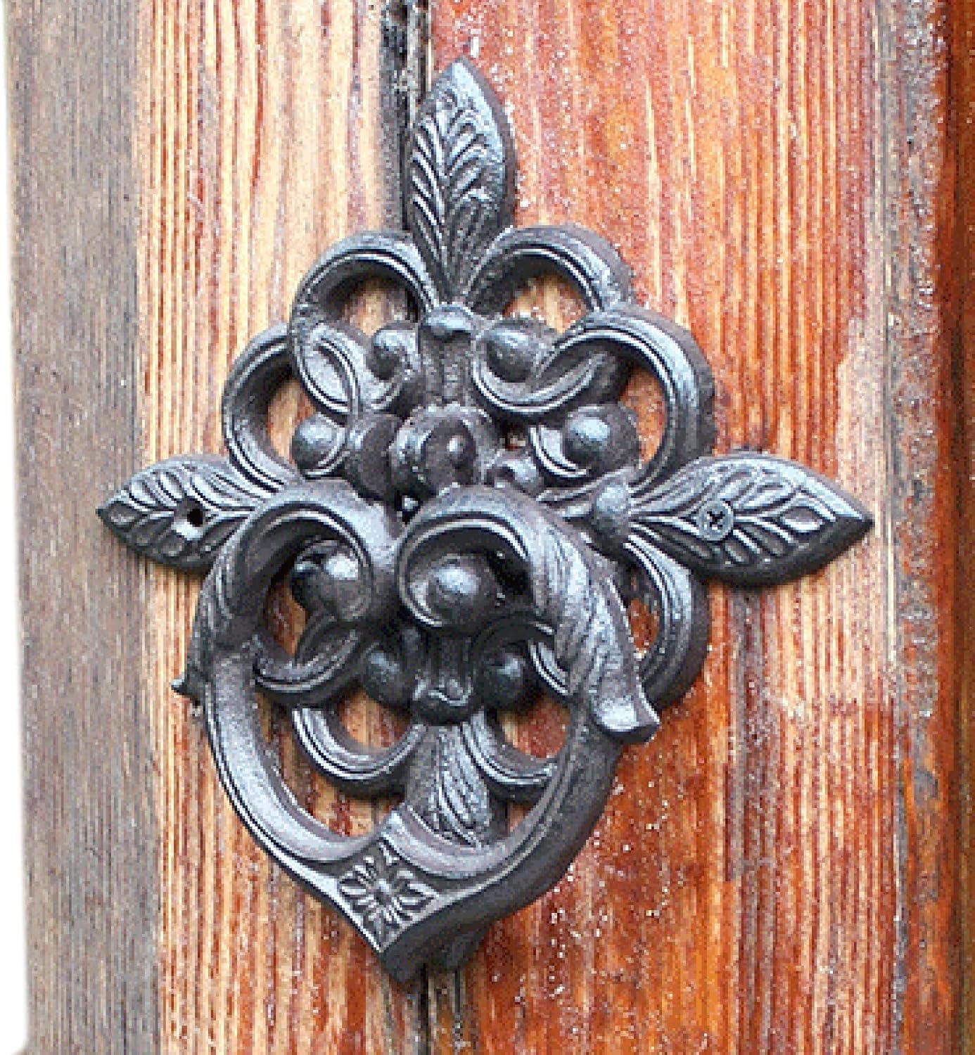 Door Knocker for Front Door Decor Rustic Front Door Knocker Garden Gate Handle, Antique Cast Iron Wall Sculpture for Vintage Country House, Furniture Pull Closet Knobs