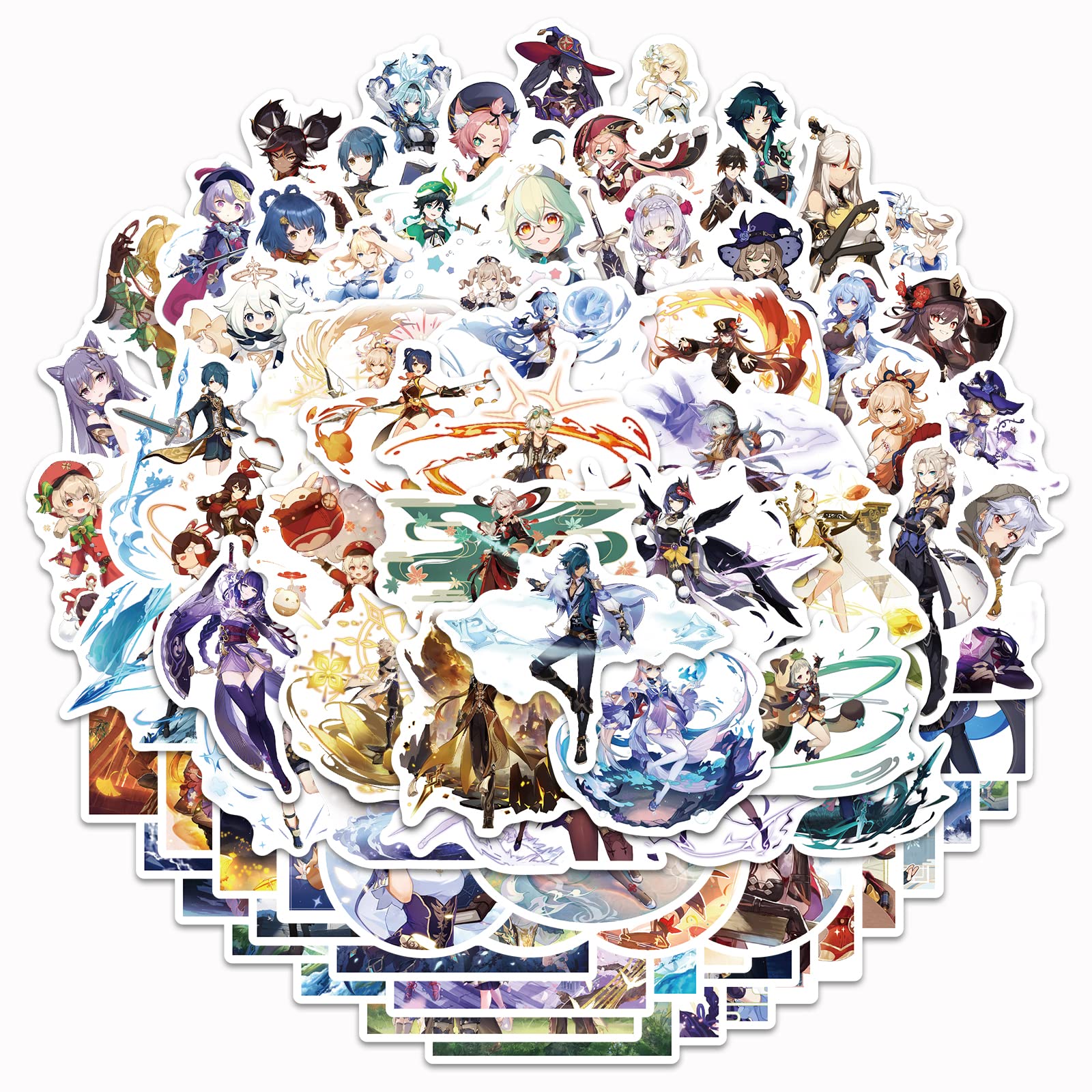 [100 PCS]QYZHIZ Mixed Sticker, Genshin Impact Game Sticker, Yuanshen Game Sticker, Colourful Stickers, Waterproof Stickers, for Laptop, Skateboard, Water Bottle, Computer, Skate, Phone, Bike, Guitar.