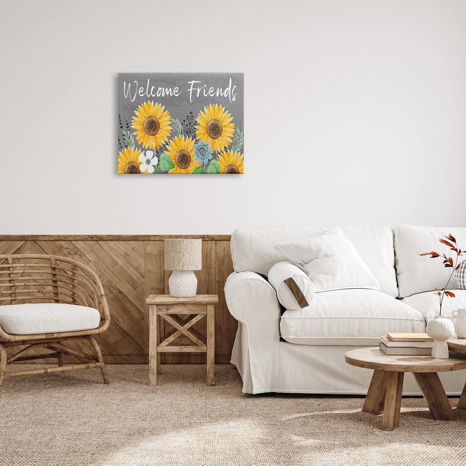 Stupell Industries Welcome Friends Garden Florals Canvas Wall Art, Design by ND Art
