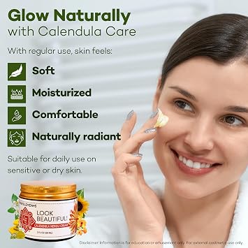 Four Elements Calendula Cream 2 Oz - Handmade Organic Vit E Shea Face Cream