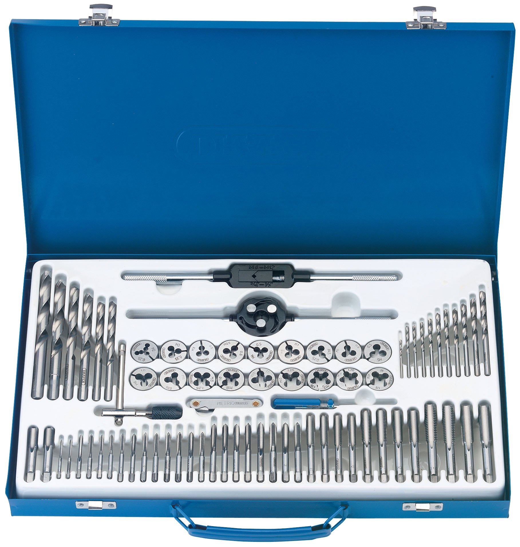 Draper 75 PCE Metric Tap Wrench & Split Die Coarse/Fine Thread Set M2-M12 79205
