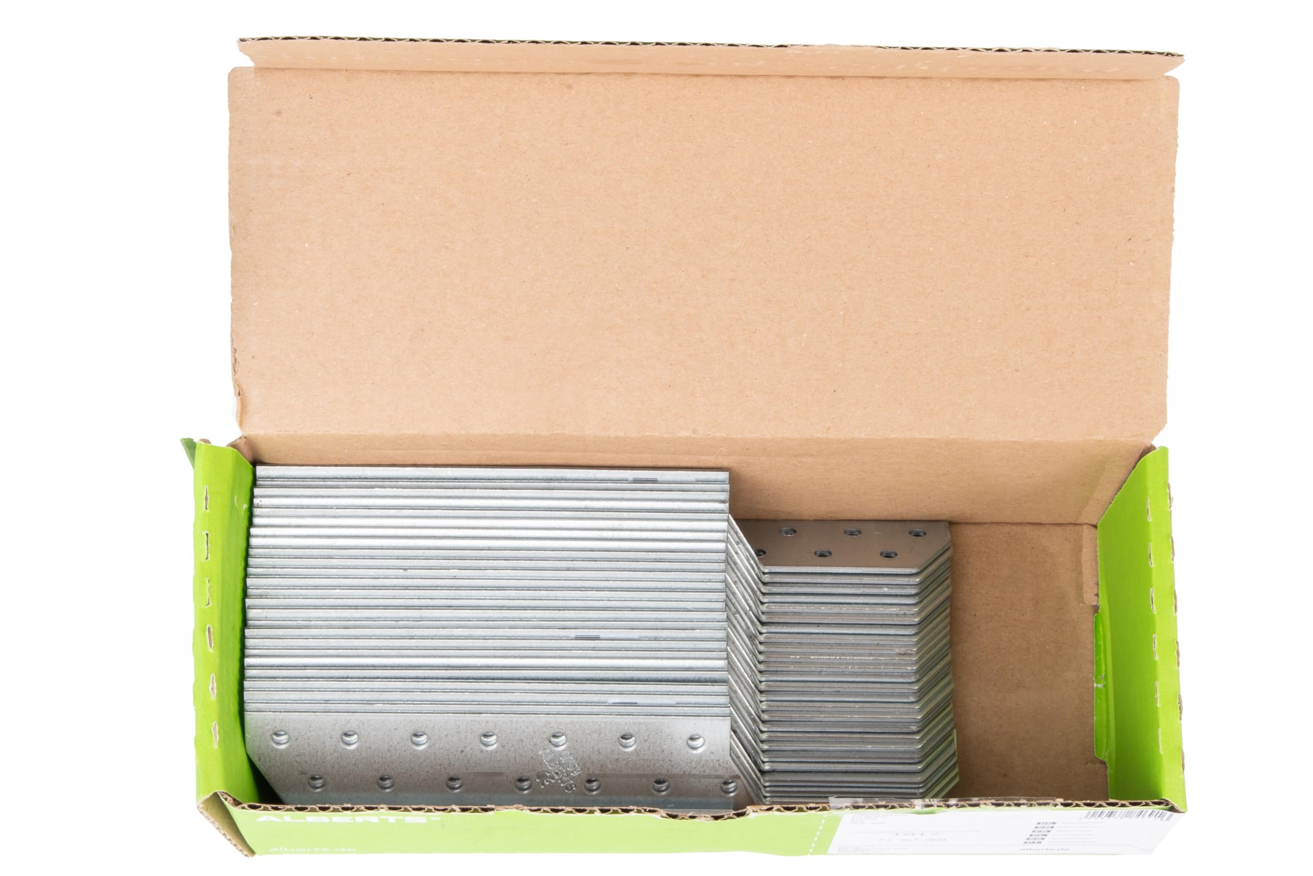 Alberts 846916 Équerre renvoyée | utilisable à droite | galvanisée Sendzimir | 32 x 32 x 210 mm | kit de 25