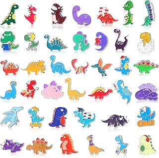 40 Pcs Dinosaur Pins Bulk Cute Enamel Lapel Brooch Pin Set Cartoon Dinosaur Enamel Pins Brooch Badge Pins Novelty Animal Pattern Pin for Backpacks Clothes Jackets Hats DIY Accessories Gifts