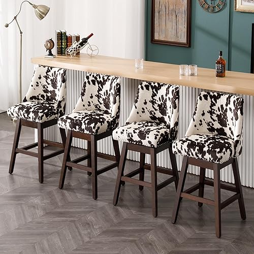 Miniatura 20 de Juego de 2 Taburetes de Bar de Altura de Mostrador Taburetes de Bar Giratorios de 27.5" Silla de Bar Tapizada de Lino Taburetes de Cocina con Lino -