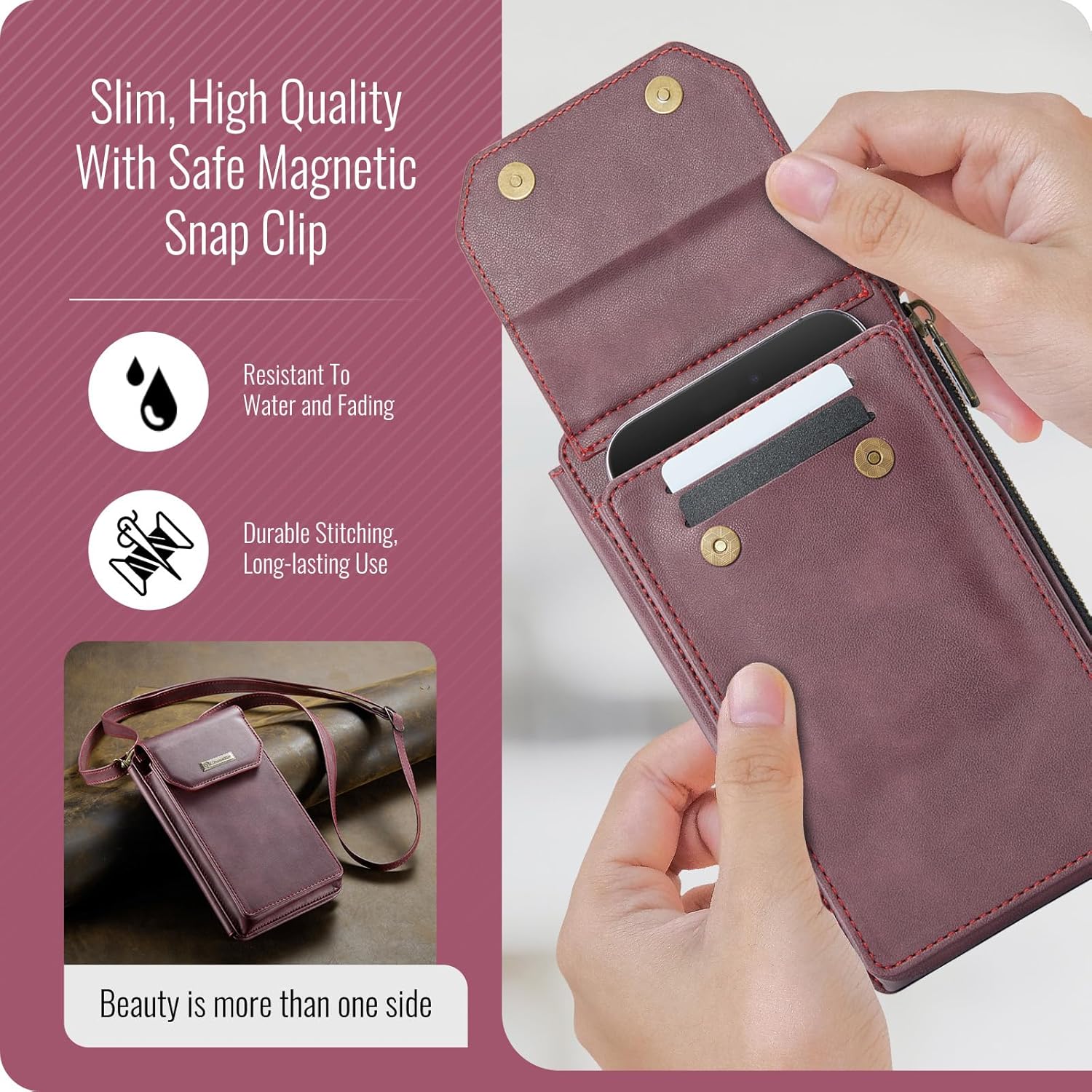 Small Crossbody Phone Purse with Shoulder Strap + Wristlet, RFID Blocking Cell Phone Holder
