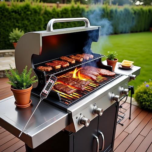 Miniatura 3 de 1 termómetro negro para carne, termómetro digital de lectura instantánea, termómetro electrónico de alimentos con sonda súper larga para cocina,