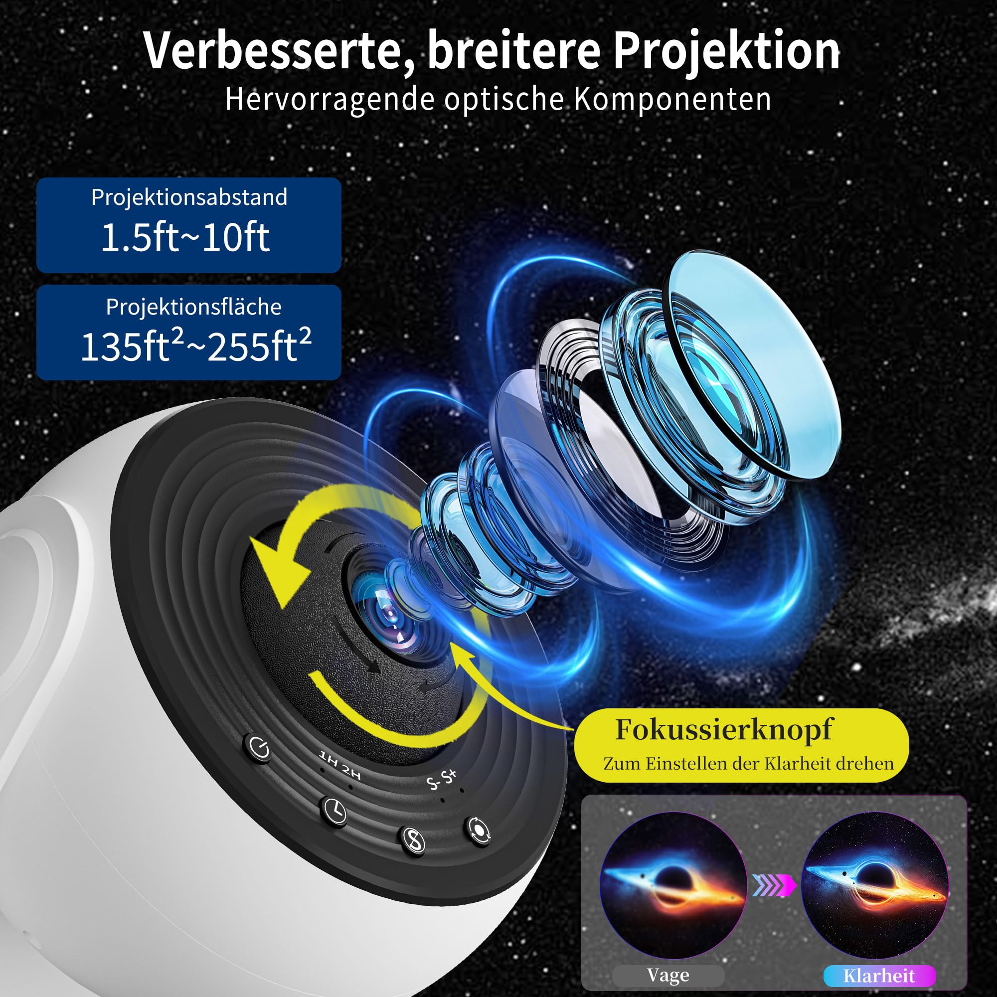 FlyLily Sternenhimmel Projektor, 13 in 1 Galaxy Projektor Zimmerplanetarium, Deckenprojektor mit Timer, 360° Drehbare, Sternenhimmel Nordlicht Lampe für Kinder Erwachsene Geschenk Weihnachten, Weiß