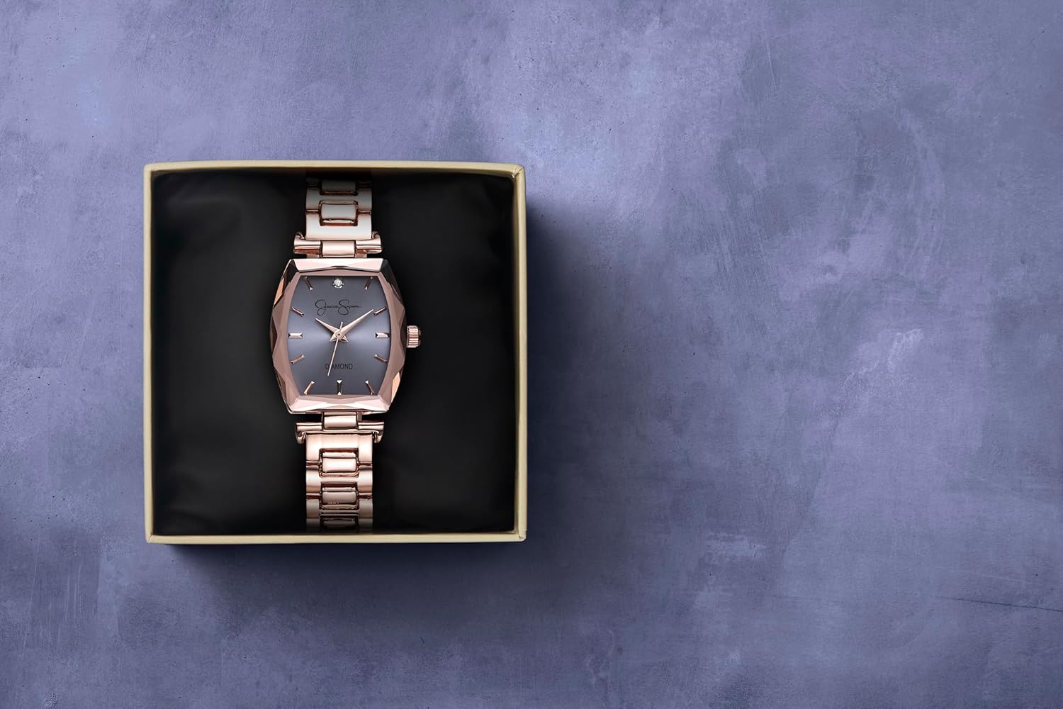 Jessica Simpson Diamond Collection Women's Watch, Classic Quartz, Metal Band, Barrle Faceted Crystal Face, Elegant Dress Watch for Women