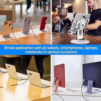 AboveTEK Laptop Lock, Tablet Lock Security Cable, 2 Keys Durable Steel Pad Locking Kit w/Adhesive Anchors, Anti Theft Hardware Protection for Phone Mobile Notebook Computer Monitor Laptop