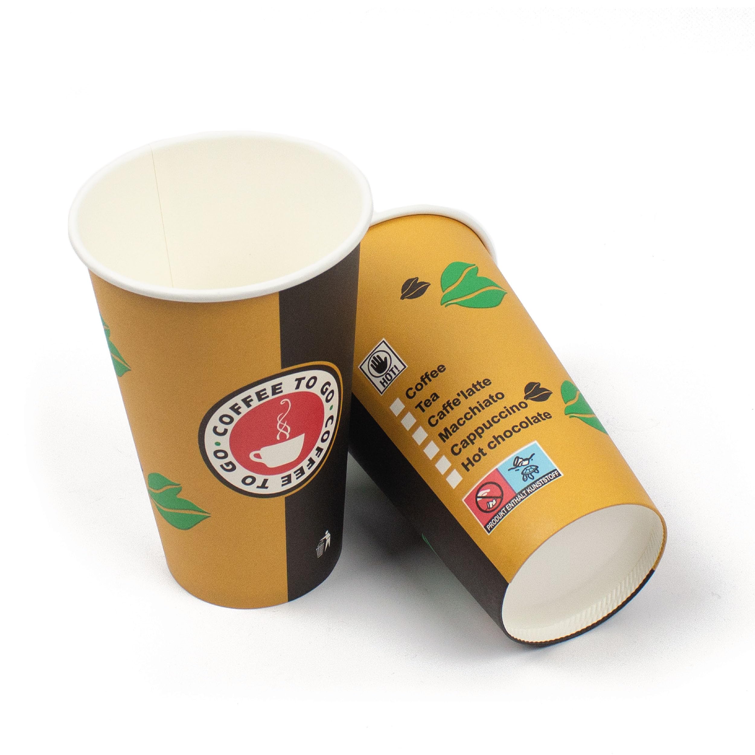 Pappbecher 16oz 400ml Ø9cm 500Stk. Einweg Kaffeebecher Coffee to Go Becher Pappe Papierbecher für Kaffee/Tee/Kalt-und Heißgetränke Kaffebecher Paper Cups (500, 16 oz)