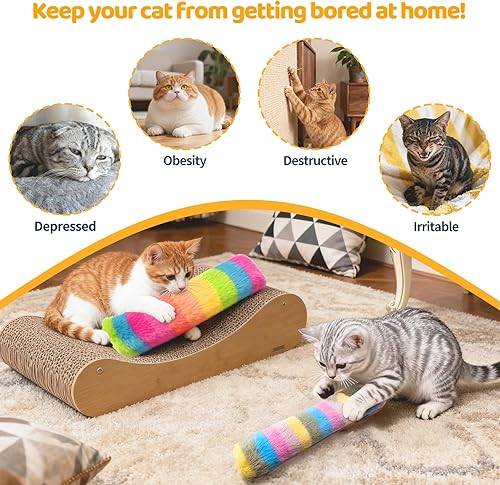 Miniatura 4 de Kerros Paquete de 3 almohadas de juguetes para gatos, juguete suave para gatos con hierba gatera en el interior, juguetes interactivos para gatos de