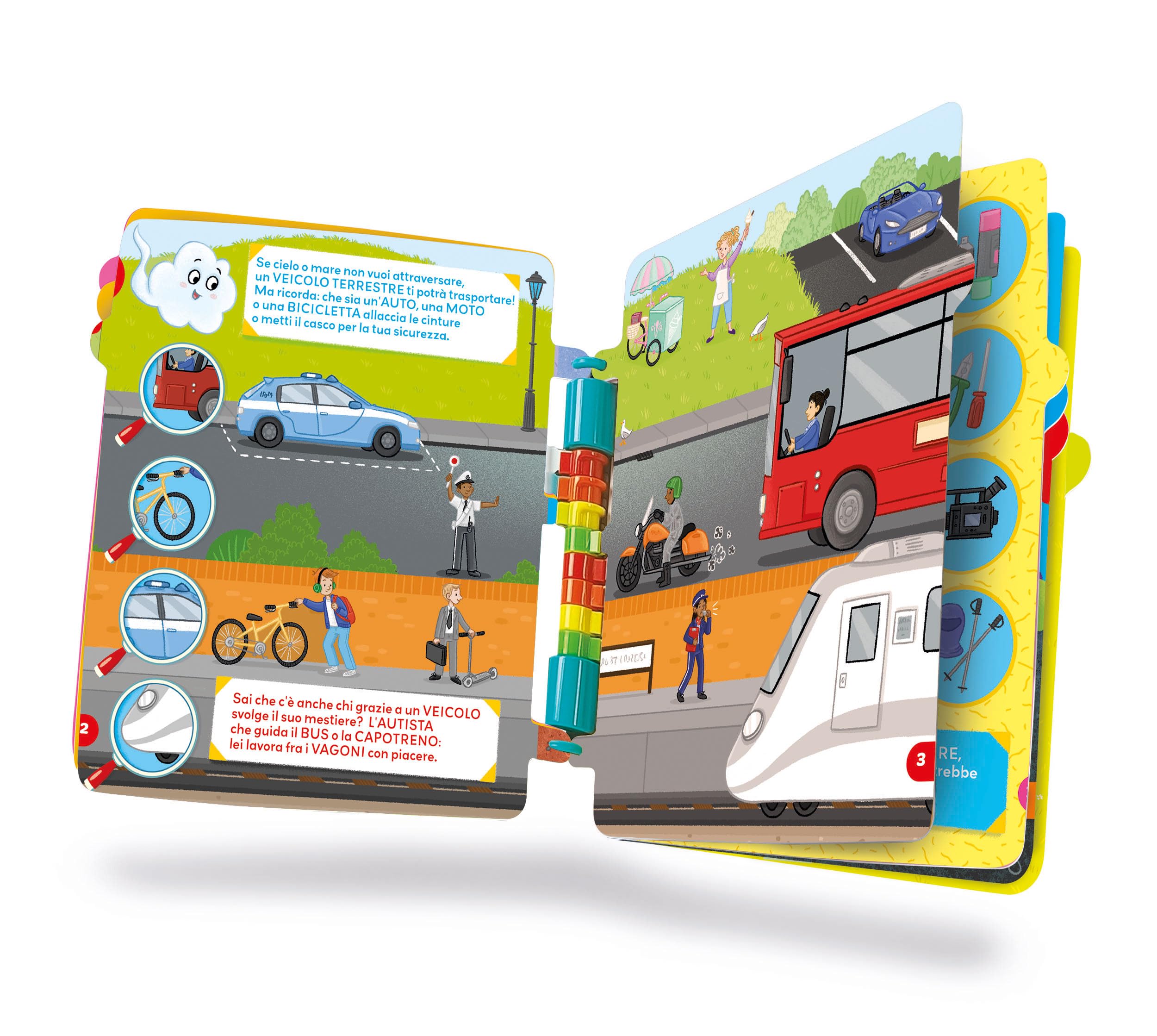 Clementoni - 16646 - Sapientino - Girapagina, Veicoli E Mestieri - Libro Educativo Ed Interattivo per Stimolare L'Interesse alla Lettura, per Bambini dai 2 Anni (Gioco in Italiano)