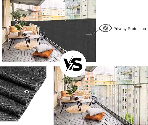 Miniatura 2 de Alion Home Elegante pantalla de privacidad para terraza, patio, balcón, valla, piscina, porche, barandilla (3 pies de altura) negro (3 pies x 11