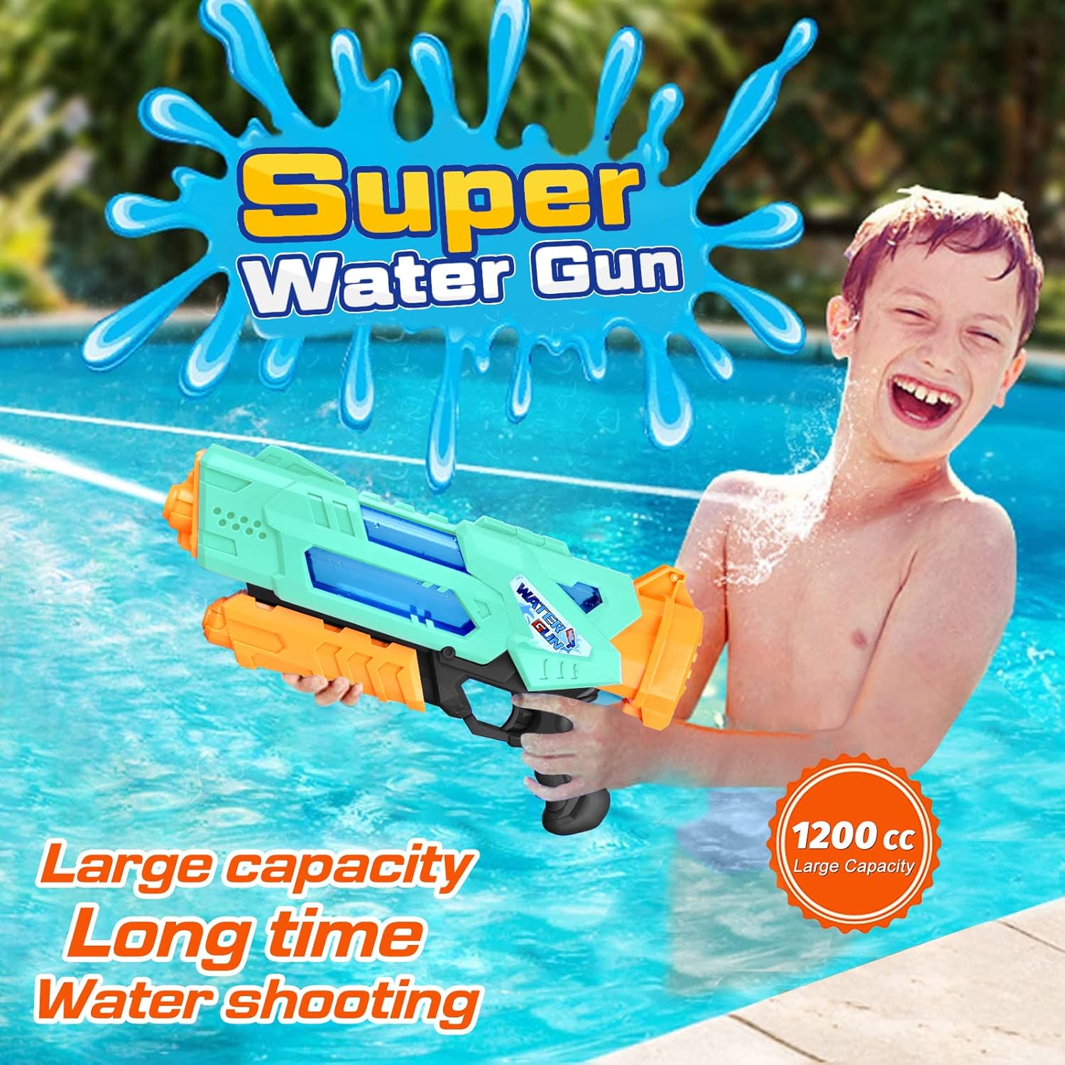 Super Water Guns for Kids Adults: Super Water Blaster 2 Pack Soaker Squirt Guns with 1200cc High Capacity - Ideas Gift for Kids Summer Outdoor Swimming Pool Beach Sand Water Fighting Play : Toys & Games