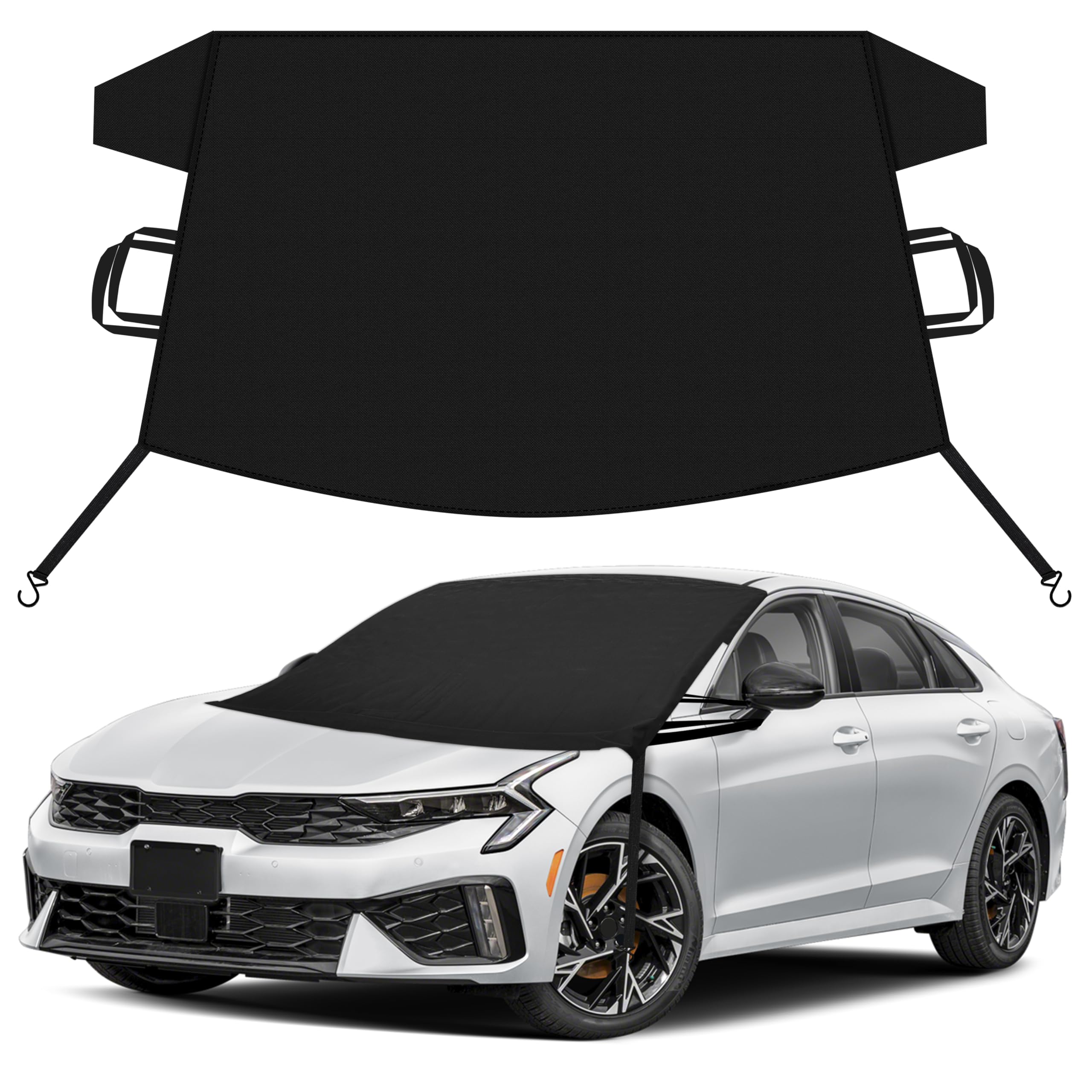 EcoNour Car Snow Cover Compatible for Kia Forte | Windshield Cover for Ice and Snow with S-Hook Straps | Heavy-Duty 600D Oxford Winter Car Cover, Waterproof &amp; Anti-Slip