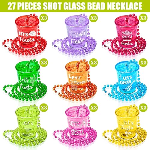 Miniatura 4 de 27 collares de vidrio de chupito Let's Fiesta Cinco de Mayo con cuentas de vidrio de chupito de cinco de mayo, divertidos vasos de chupito de