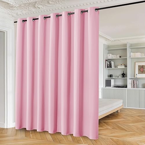 Miniatura 1 de Beauoop Cortina opaca rosa para puerta corrediza de 100 pulgadas, extra ancha, para ventana de patio, divisor de habitaciones, cortinas con