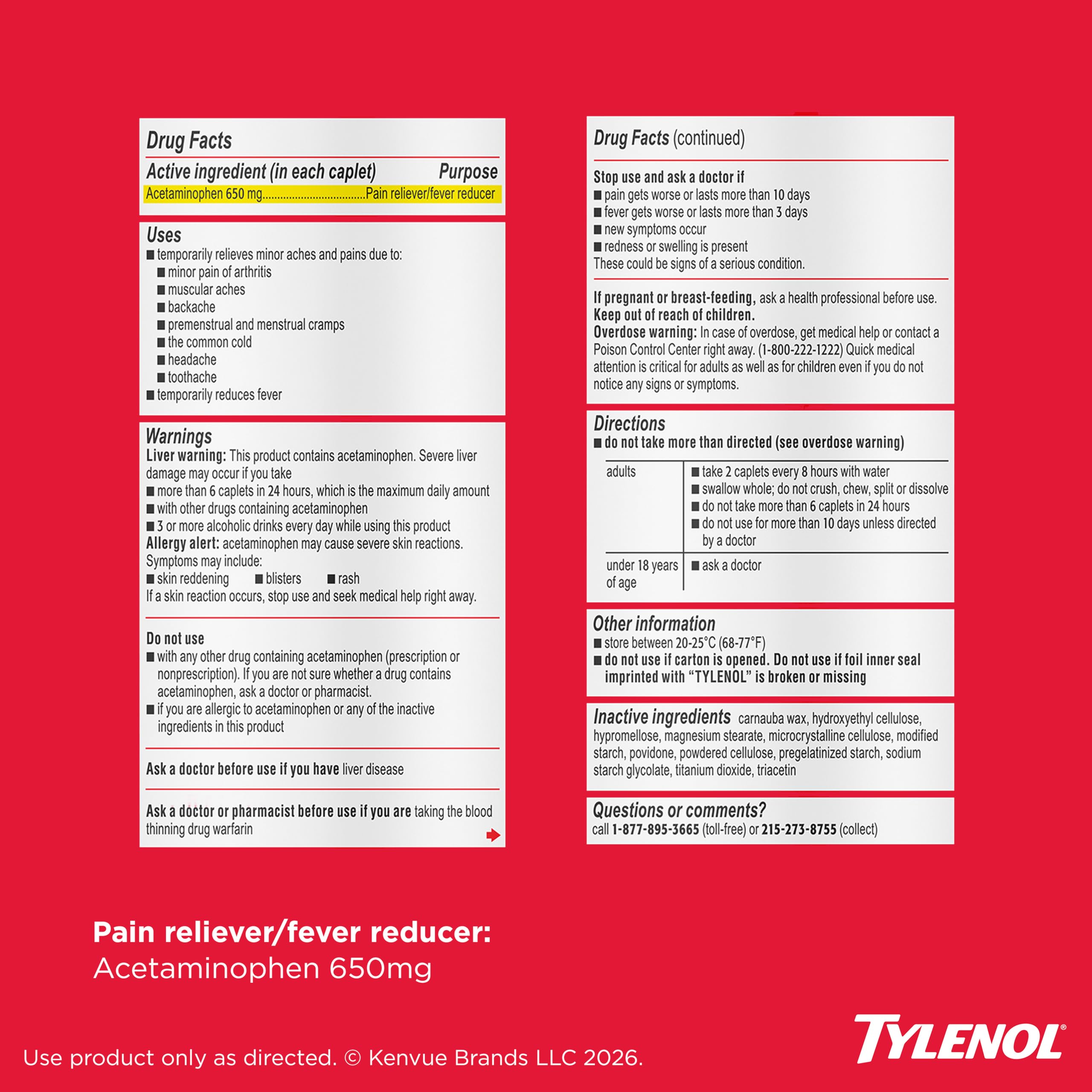 Tylenol 8-Hour Extended Release Caplets, 650 mg Acetaminophen, 100 Ct — Amazon image 8