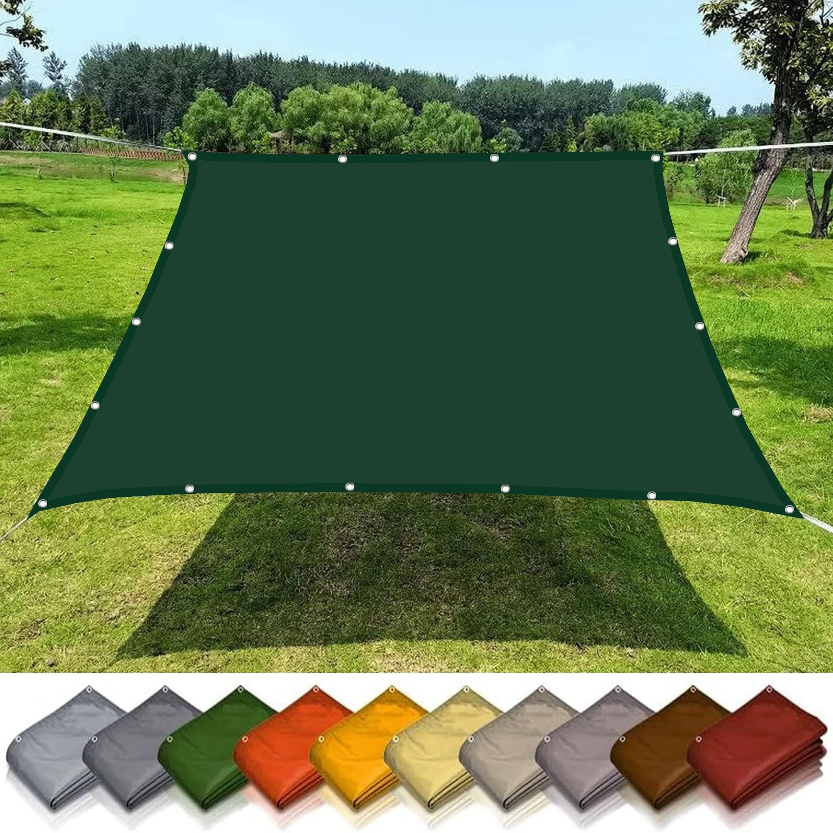 Toile ombrage imperméable vert foncé 3x7m pour créer un coin de fraîcheur sur votre terrasse