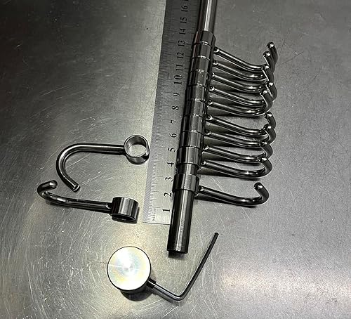 Miniatura 4 de Estante organizador de utensilios de cocina de acero inoxidable de alta calidad con ganchos móviles para olla de sartén, montaje en pared (24