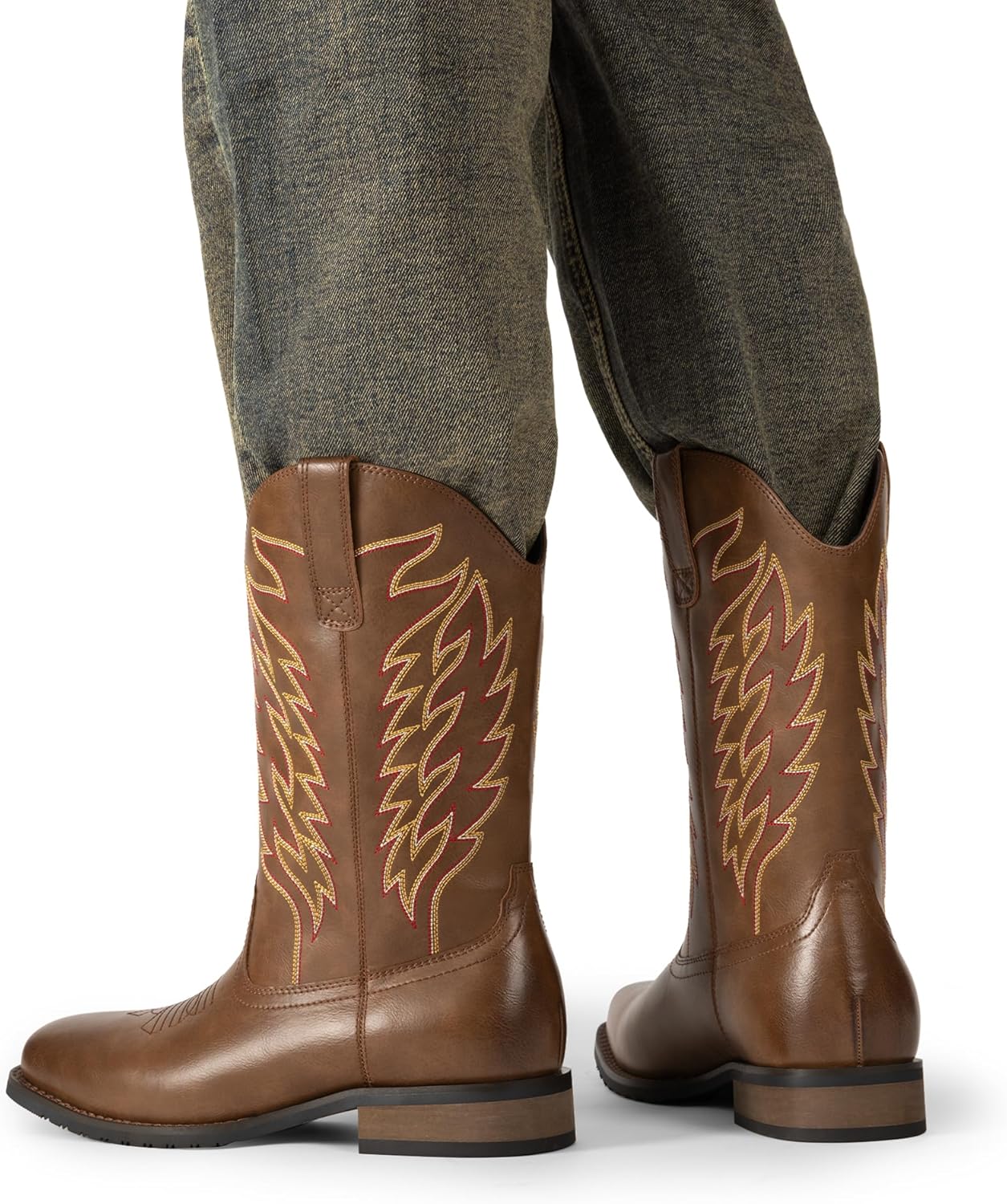 Bruno Marc Cowboy Boots for Men, Slip on Western Boots with Chic Embroidered Durable Short Retro Country Square Toe Boot - Image 7