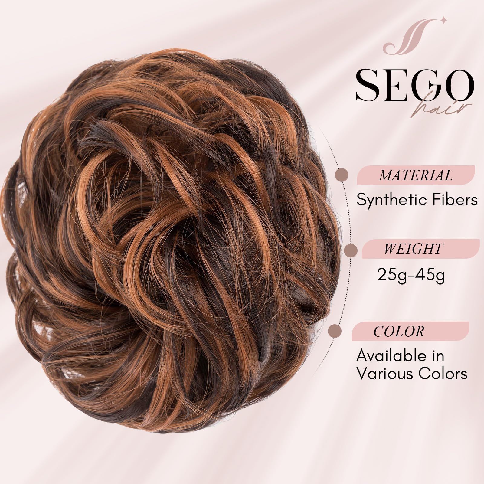 SEGOHAIR Messy Bun Hair Piece Fake Hair Bun Hair Scrunchies Bun - Image 2