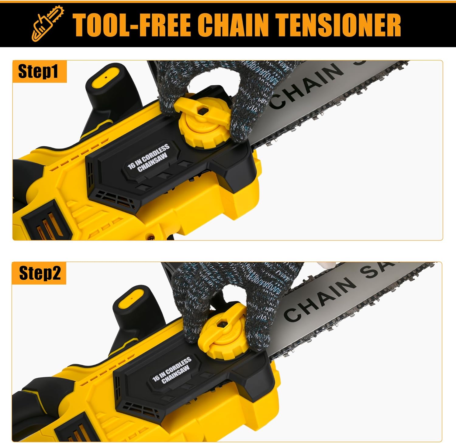 16-Inch Brushless Cordless Chainsaw, Chainsaw Compatible with De walt 40V (2 x 20V MAX) Battery for Wood Cutting|Tree Trimming|Camping (for de)