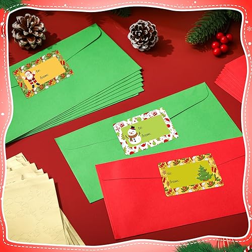 Vista 19 de Outus 500 etiquetas de Navidad, etiquetas autoadhesivas de regalo para regalos de Navidad, etiquetas de nombre de Navidad, etiquetas para papel