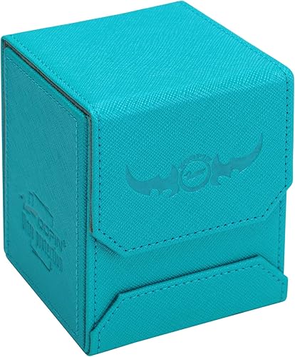 Zoopin - Caja de cuero cian para cartas coleccionables, MTG, Yugioh, Pokeman, TES Legacy, Munchkins CCG Decks y también fichas pequeñas o dados,