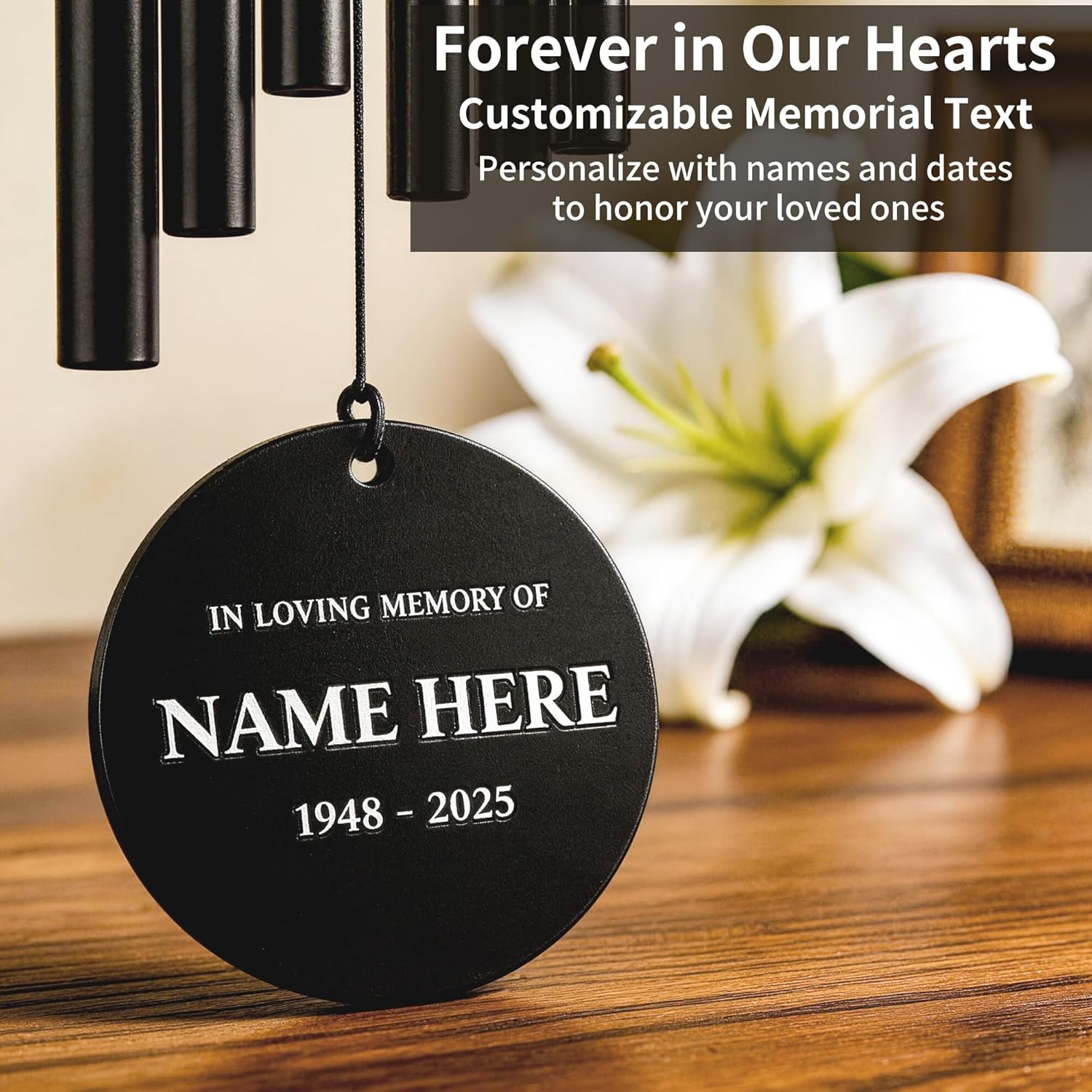 Memorial Wind Chimes for Outside - Personalized Wind Chimes for Loss of Loved One Sympathy Windchimes Outdoors Custom Memorial Gifts for Sympathy Bereavement Remember Gift for Loved Ones