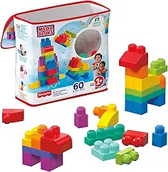 Mega Bloks Jogo de Construção Bolsa Clássica com 60 Blocos para crianças a partir de 1 ano